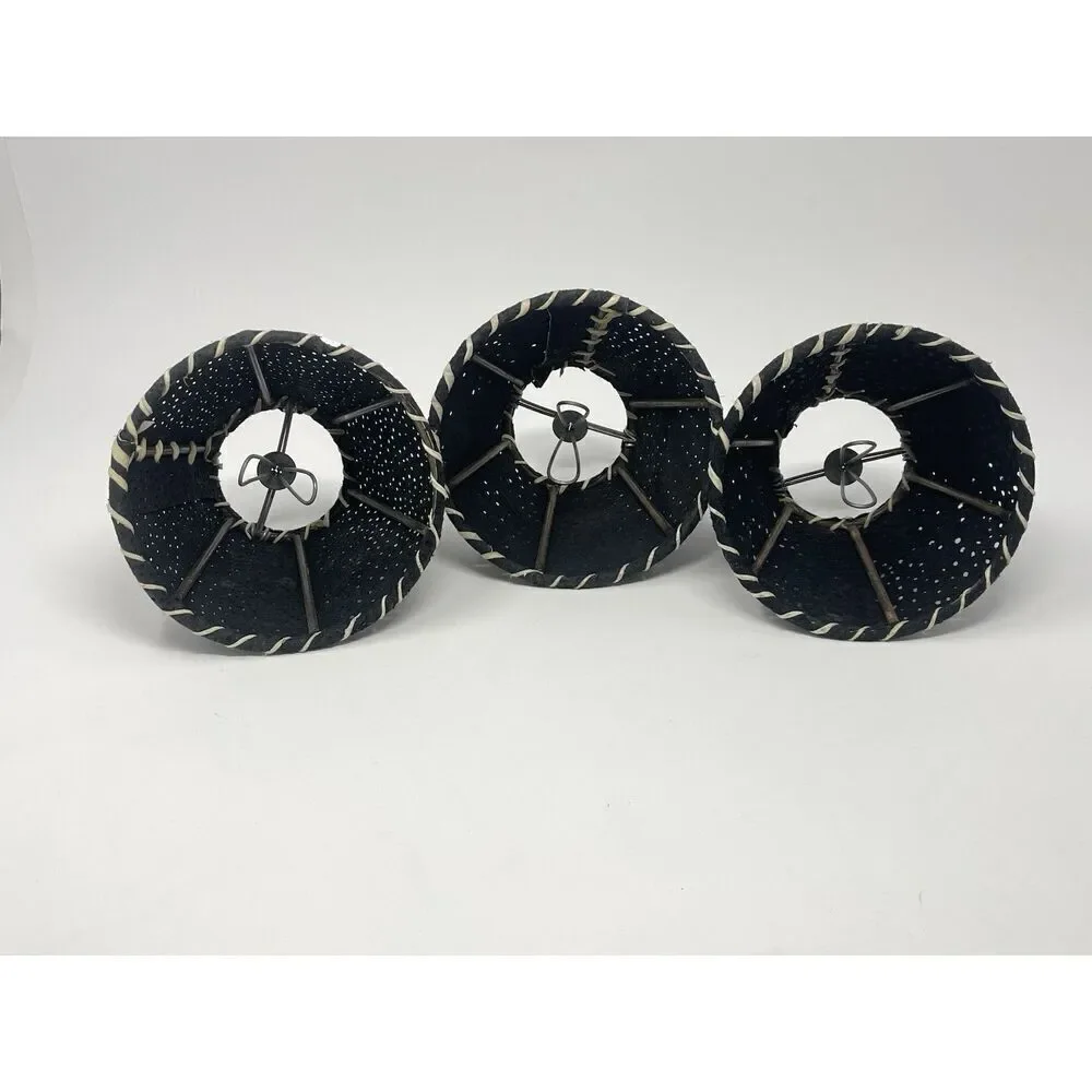 Western Leather Pigskin Suede Chandelier Sconce Lamp Shade 6x4” Black Set Of 3